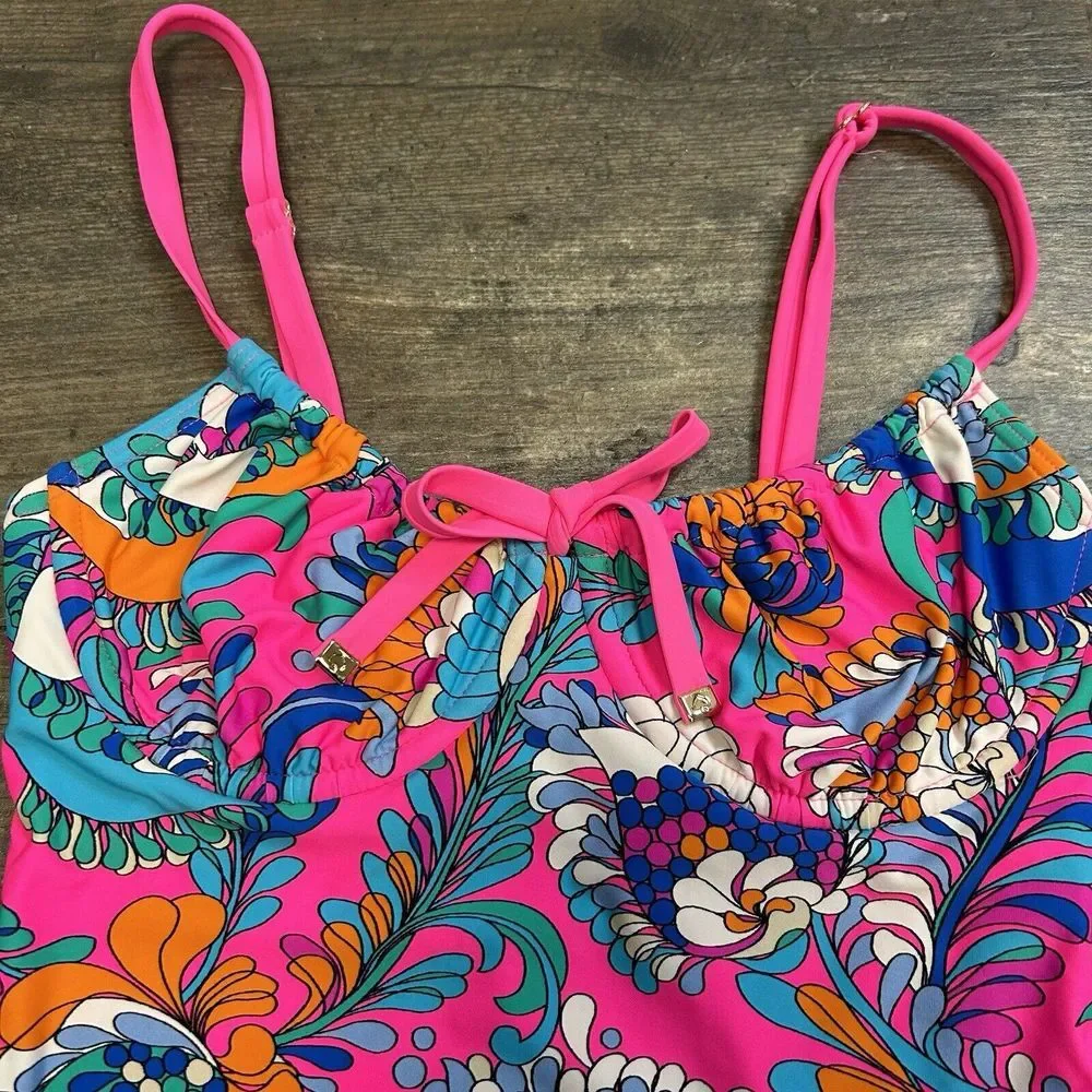 NWT Kate Spade Cinch Front Underwire One Piece Swimsuit Size S Radiant Pink (135